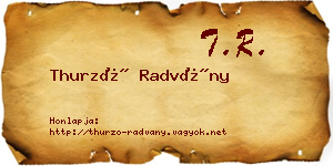 Thurzó Radvány névjegykártya